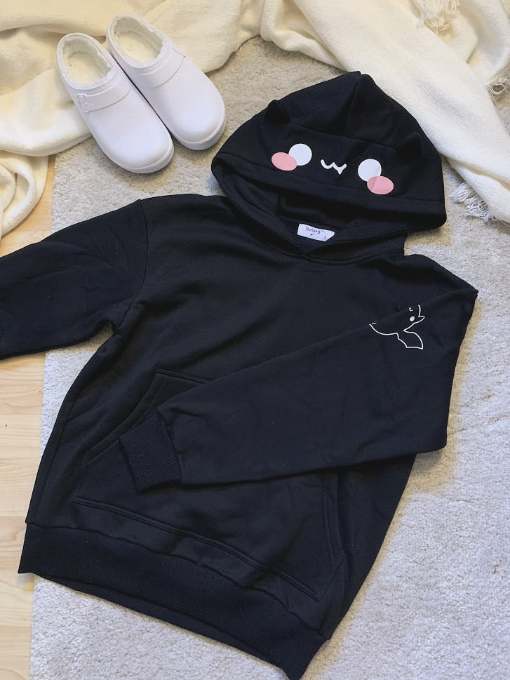 Batty Black Fleece Hoodie