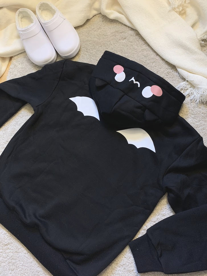 Batty Black Fleece Hoodie