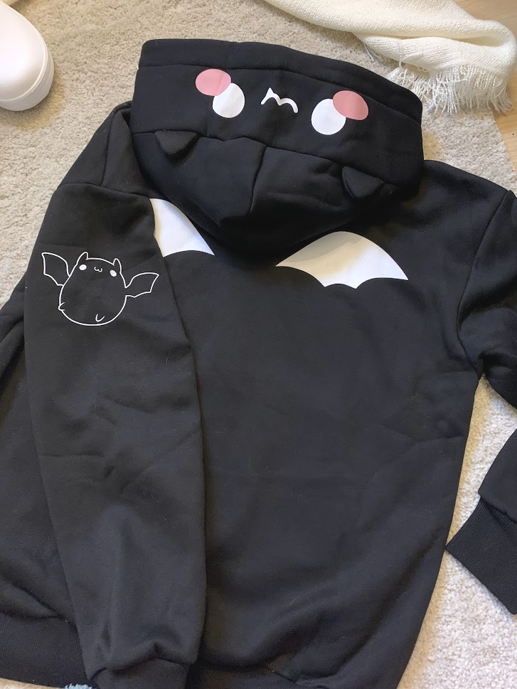 Batty Black Fleece Hoodie